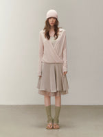 Silk Cross V-neck Knit Top