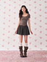 Black Vintage Pleated Mini Skirt