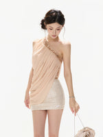 Beaded Asymmetric Chiffon Top