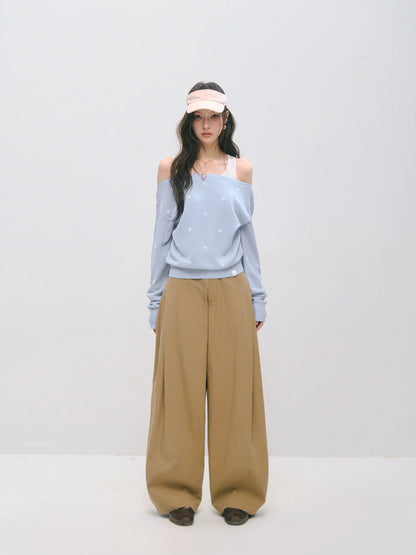 Double Waistband Pleated Wide Leg Pants