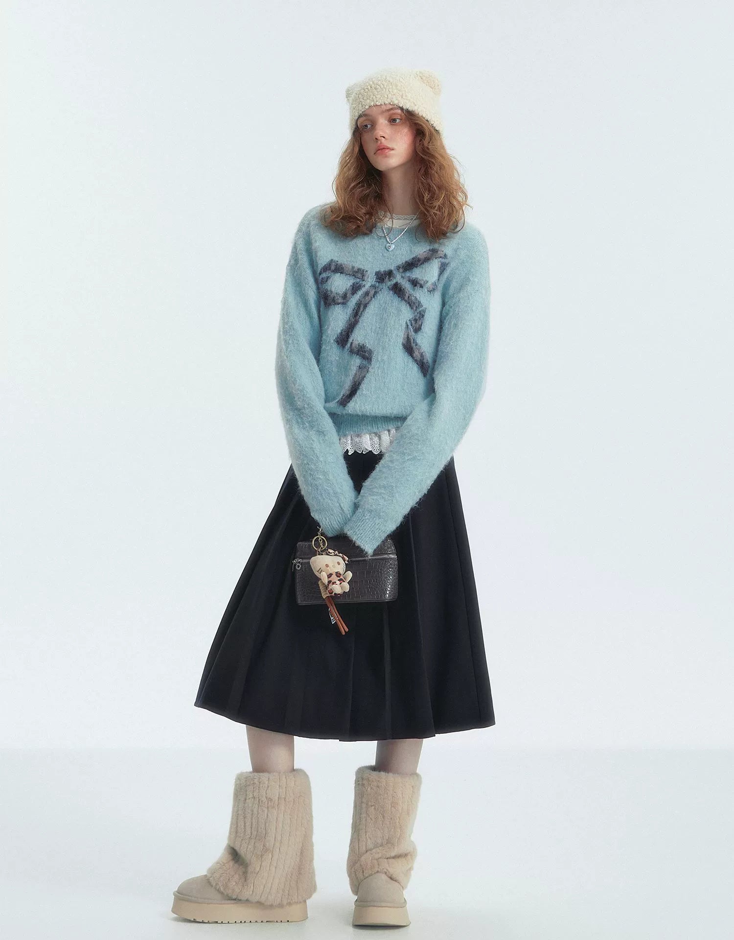 Leopard Bow Crewneck Sweater