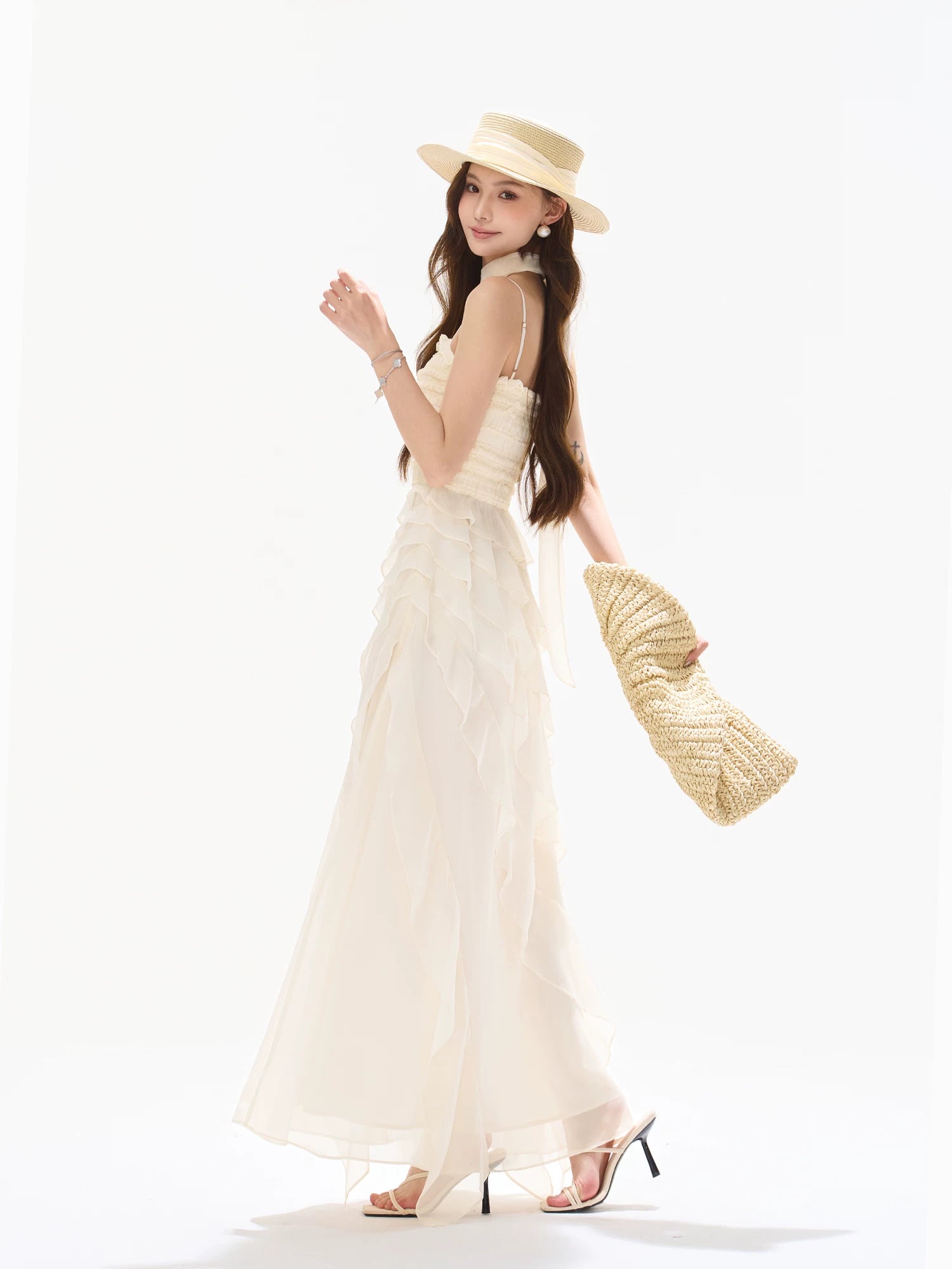 Ruffle Chiffon Maxi Dress