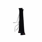 Solid Knit Cross-Tie Seamless Leg Socks