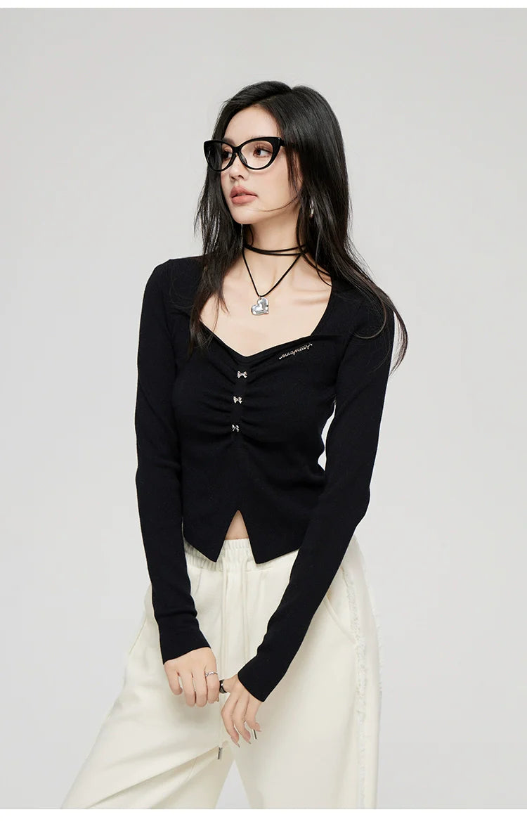 Black &amp; White Wide Neckline Sweater