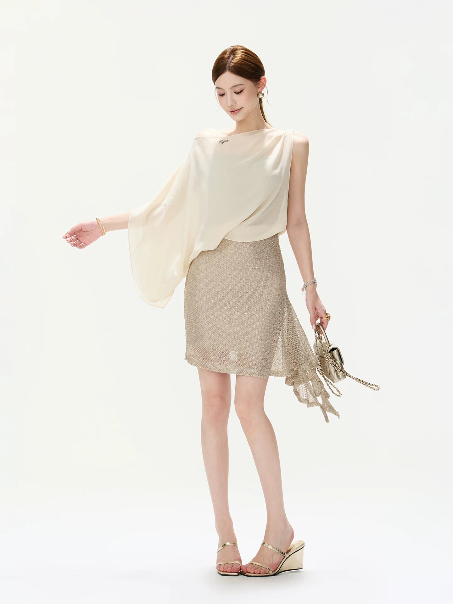 Off-Shoulder Cape Dress