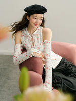 Black & White Off-Shoulder Tie-Back Knit Cardigan