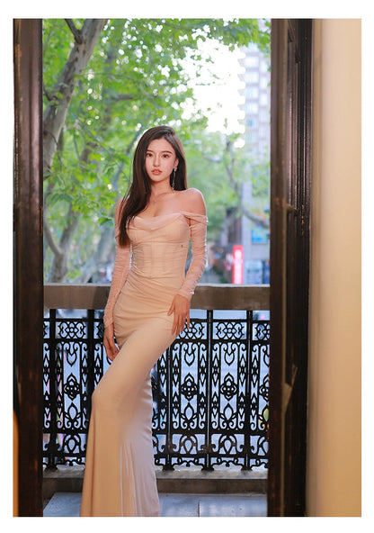 Ariel Mesh Off-Shoulder Mermaid Dress