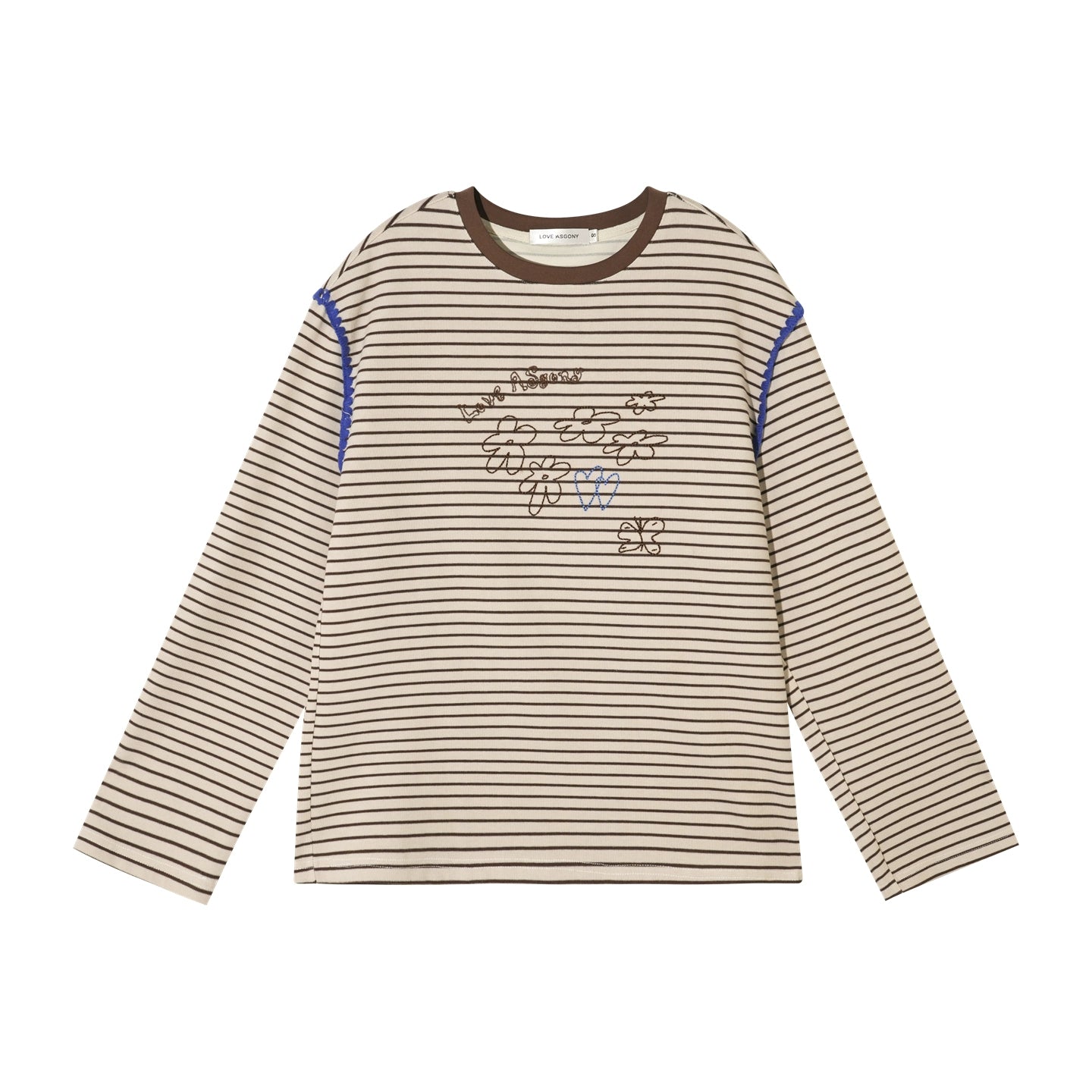Striped Embroidered Cotton Blend T-shirt