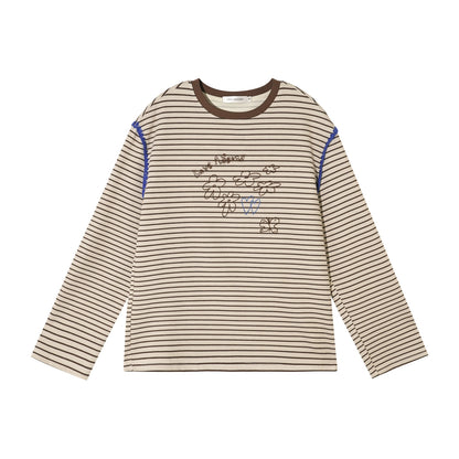 Striped Embroidered Cotton Blend T-shirt