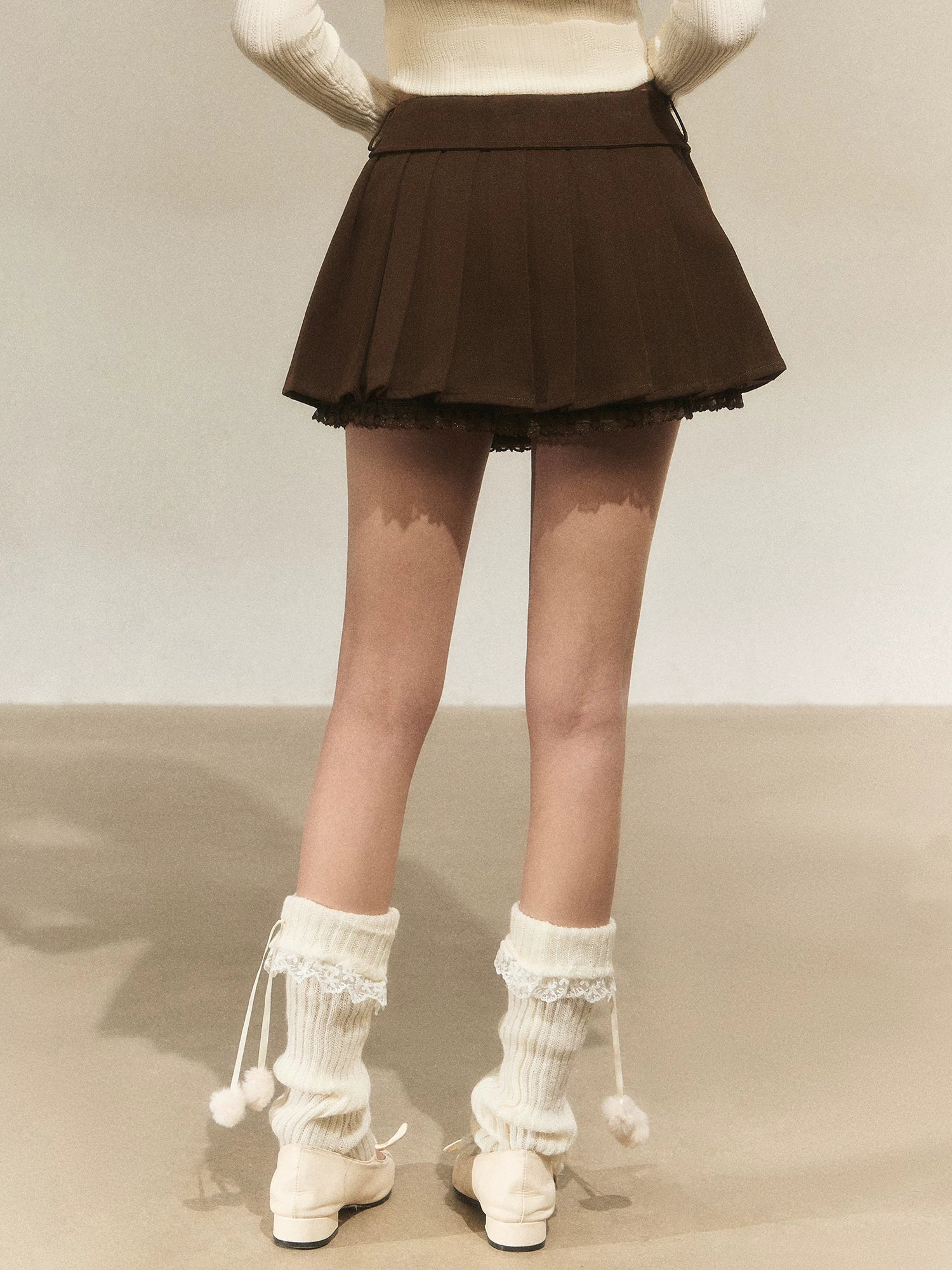 Bow Tie Pleated A-Line Skirt