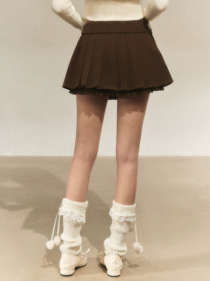 Bow Tie Pleated A-Line Skirt