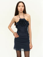 Navy Lace Splice Bodycon Dress