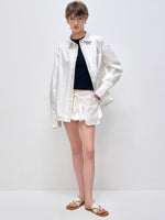 Color Block Striped Loose Shirt & Short Set