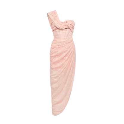 Lillian Lace Chiffon Mesh Knot Dress