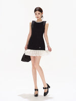 Diamond Collar Ruffle Dress