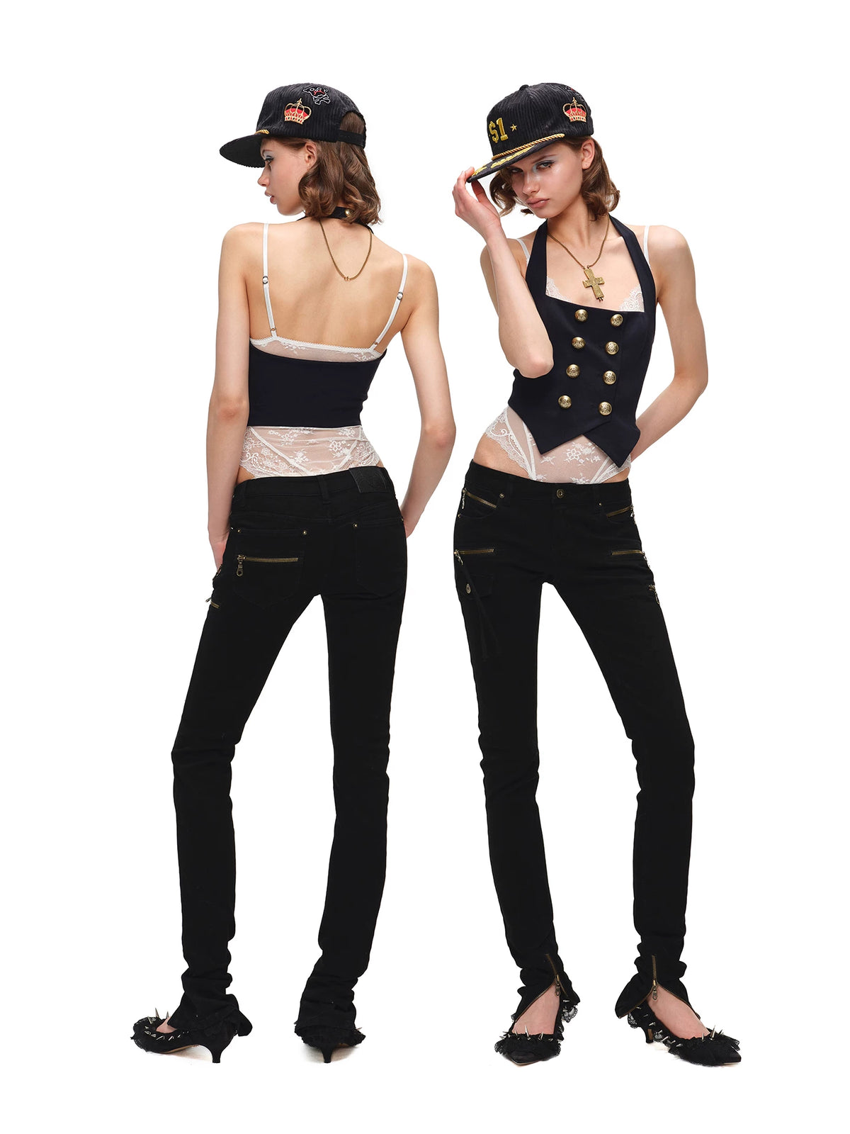 Napoleon Double-Breasted Halter Knit Top