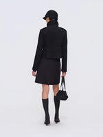 Wool-Blend Buttoned Structured Short Jacket