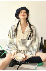 Striped Embroidered Sweatshirt & Shorts Set