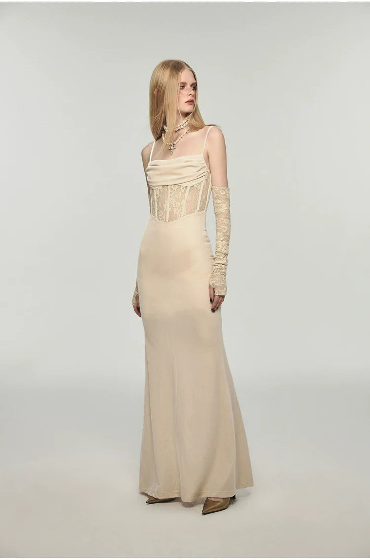 Mermaid Strap Long Velvet Bodycon Dress