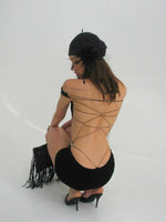 Black Lace-Up Halter Knit Dress