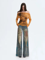 Hand-Painted Straight Denim Pants