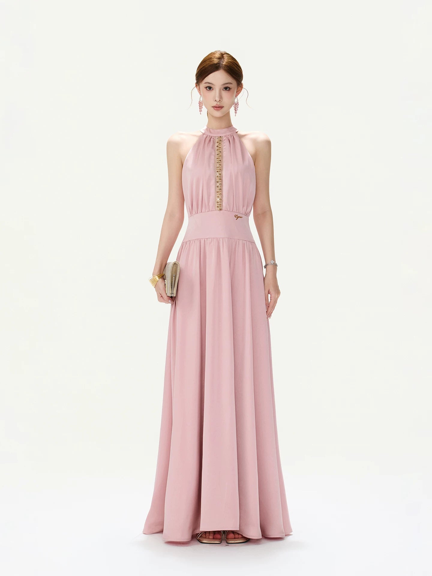 Embellished Halter Maxi Dress