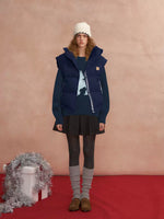 Lace Stand Collar Puffer Vest