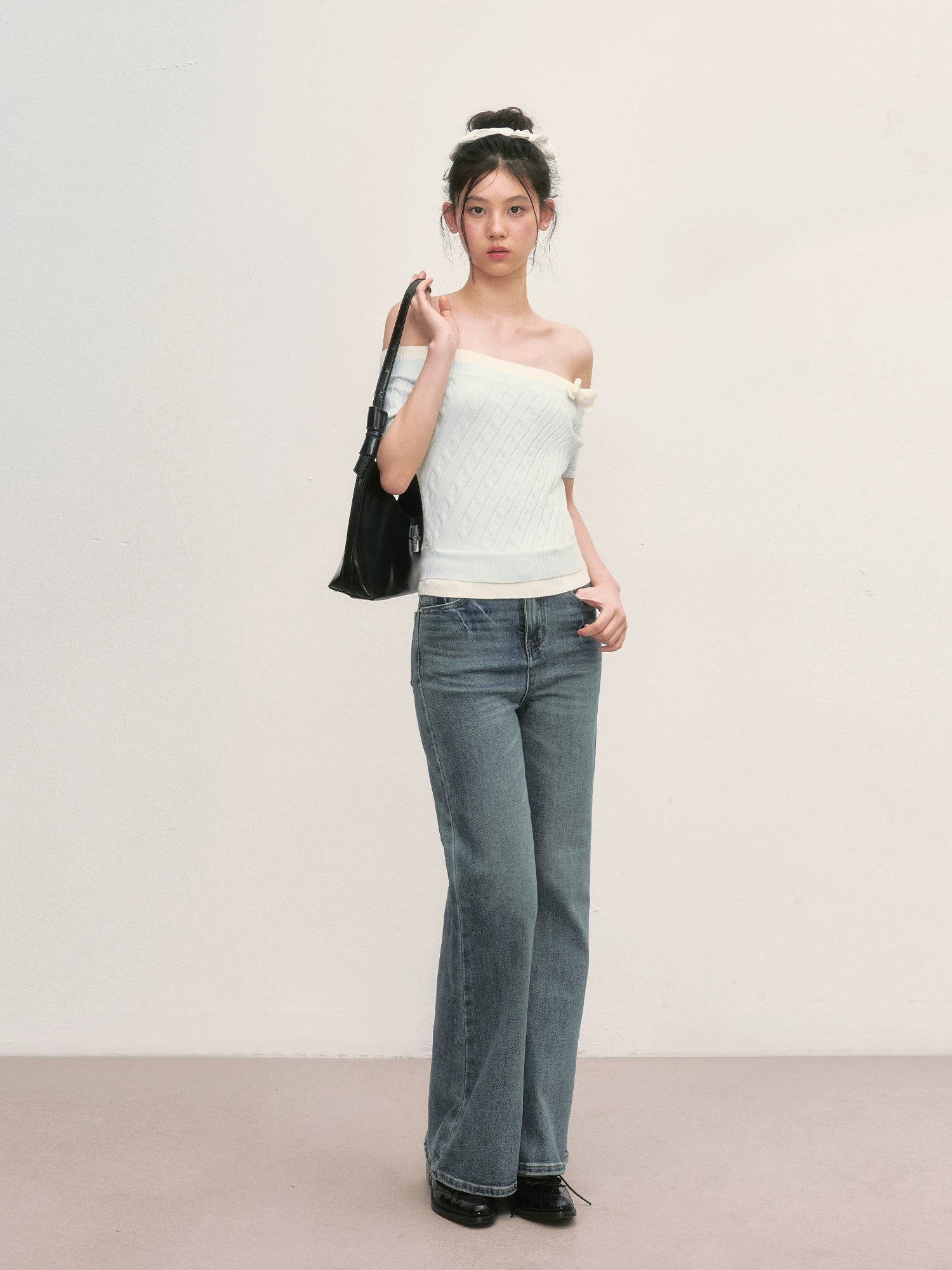 Cable Knit Off-Shoulder Top