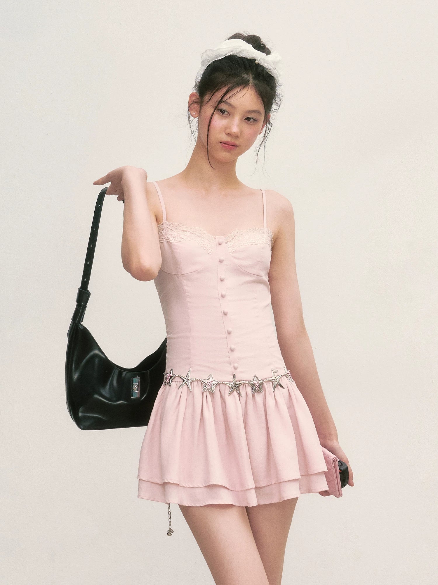 Pink Lace Cami Mini Dress