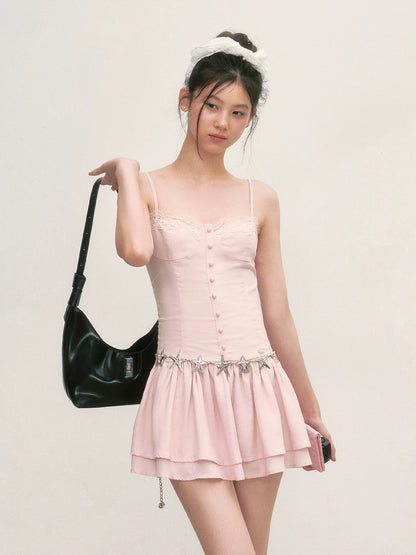 Pink Lace Cami Mini Dress