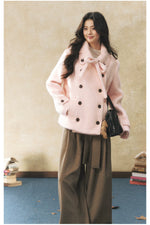 Vintage Double Breasted Bow Collar Coat