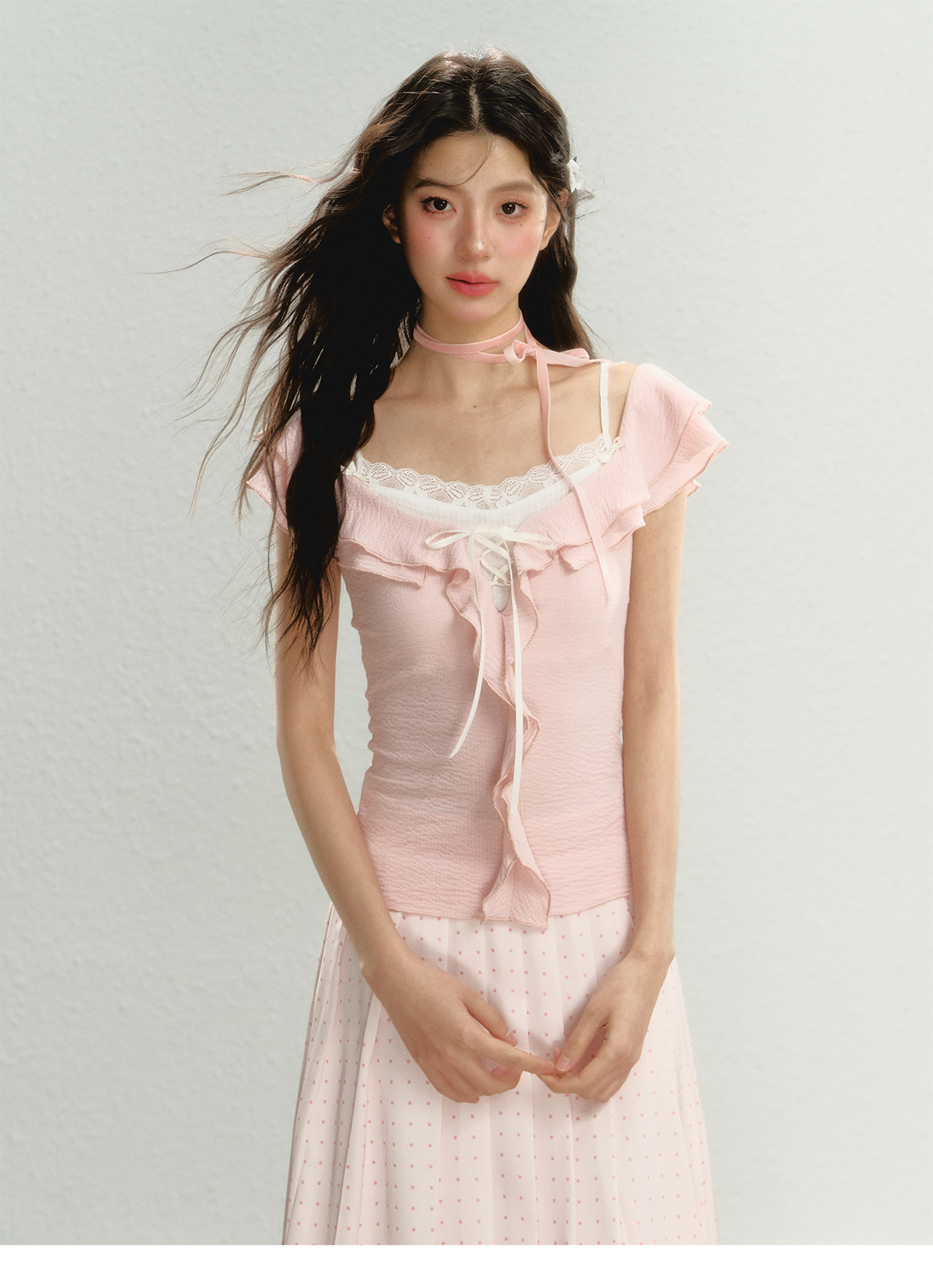 Lace 2-in-1 Knit T-Shirt