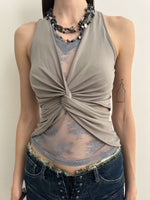 Lace Panel Twist Knit Tank