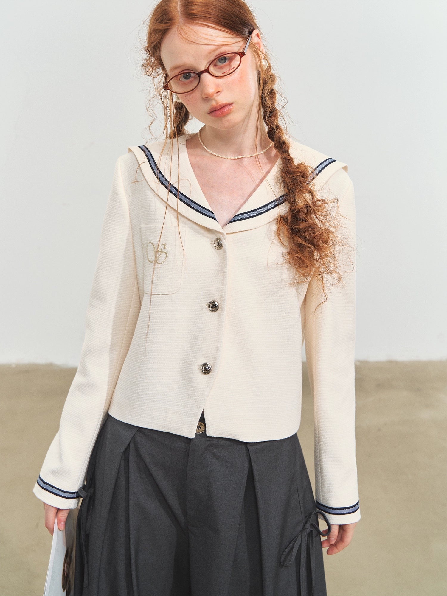 Nautical Embroidery Tweed Jacket