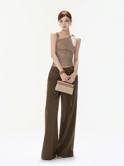 Ruched Mesh One-Shoulder Top