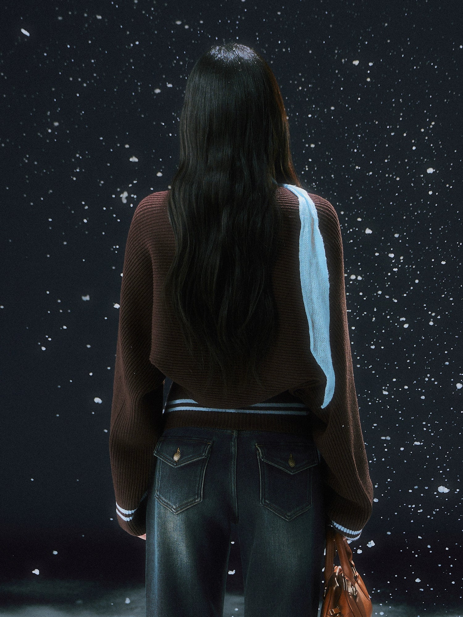 Brown Layered Knit Cardigan Set