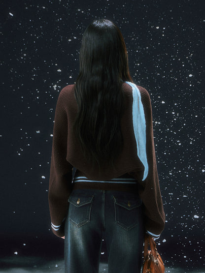 Brown Layered Knit Cardigan Set