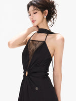 Deep V Satin Maxi Dress
