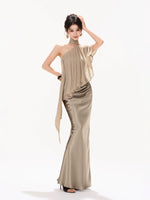Asymmetrical Chiffon Halter Top