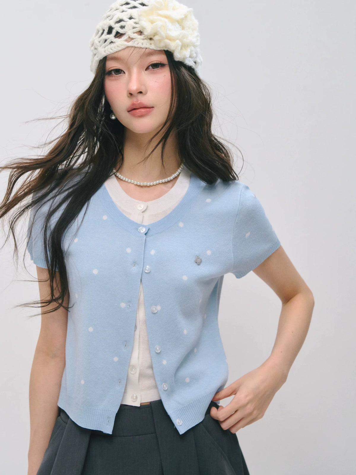 Polka Dot Layered Knit Tee