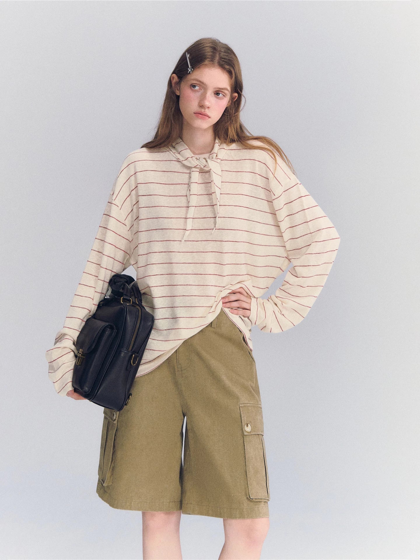 Rhinestone Stripe Long Sleeve Top