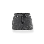 Gray Triangle Cutout Bodycon Denim Mini Skirt