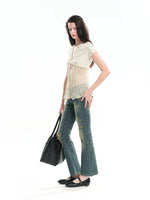 Pleated Panel Cardigan Top
