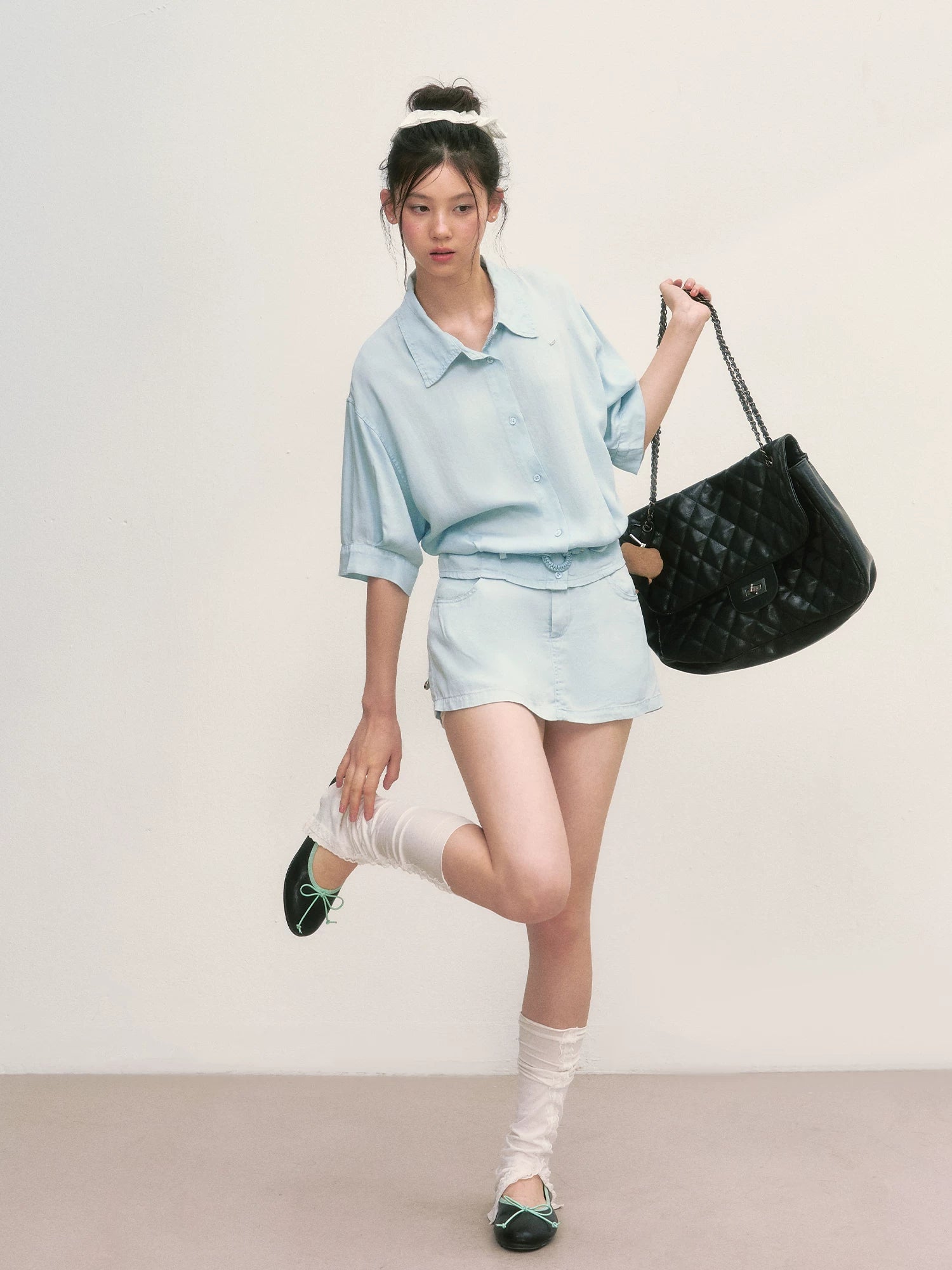 Light Blue Shirt &amp; Shorts Set