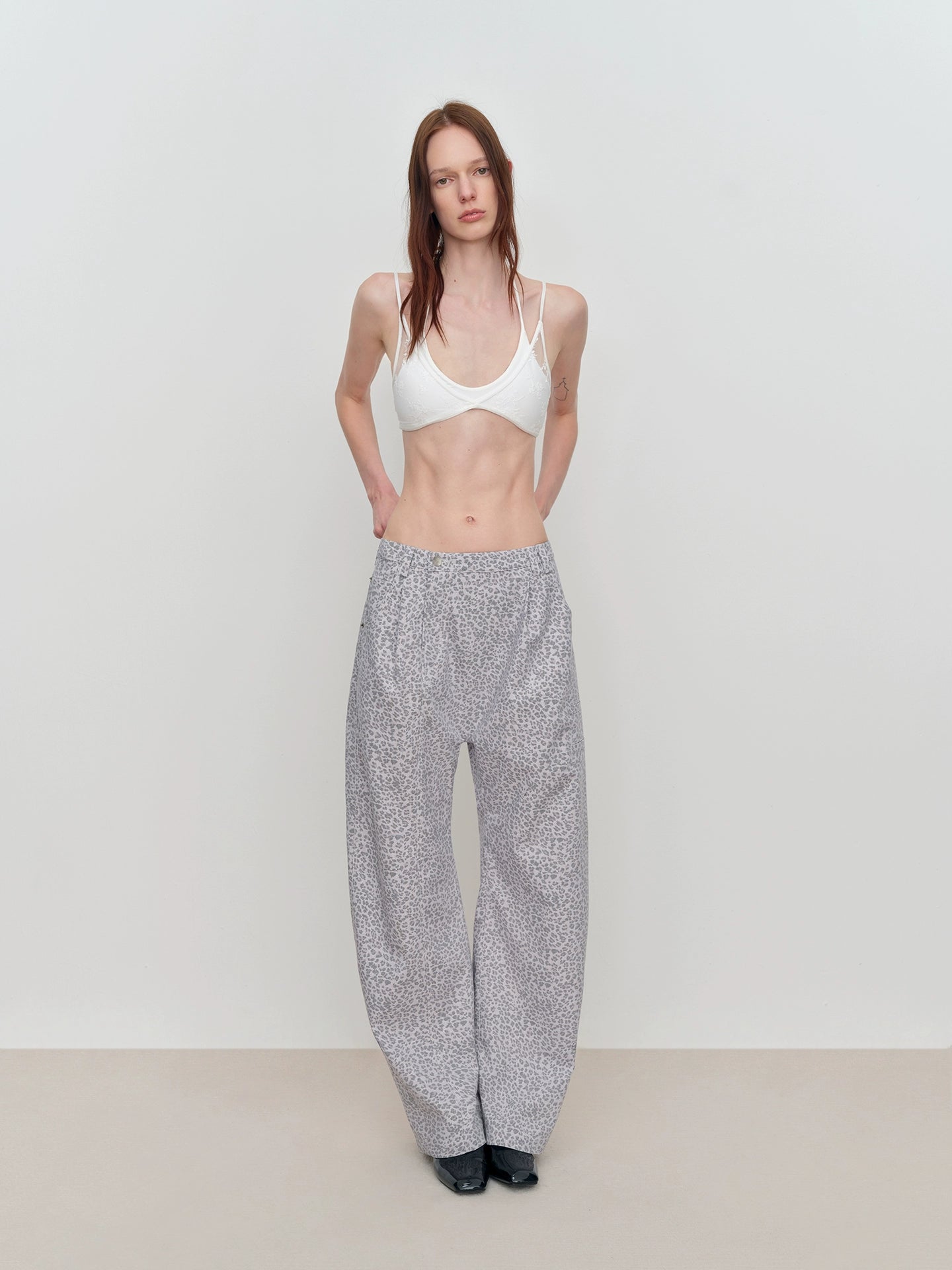 Low-Rise Drop-Crotch Loose Wide-Leg Pants