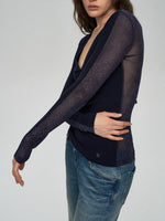 Lyocell Wool Lace V-Neck Top