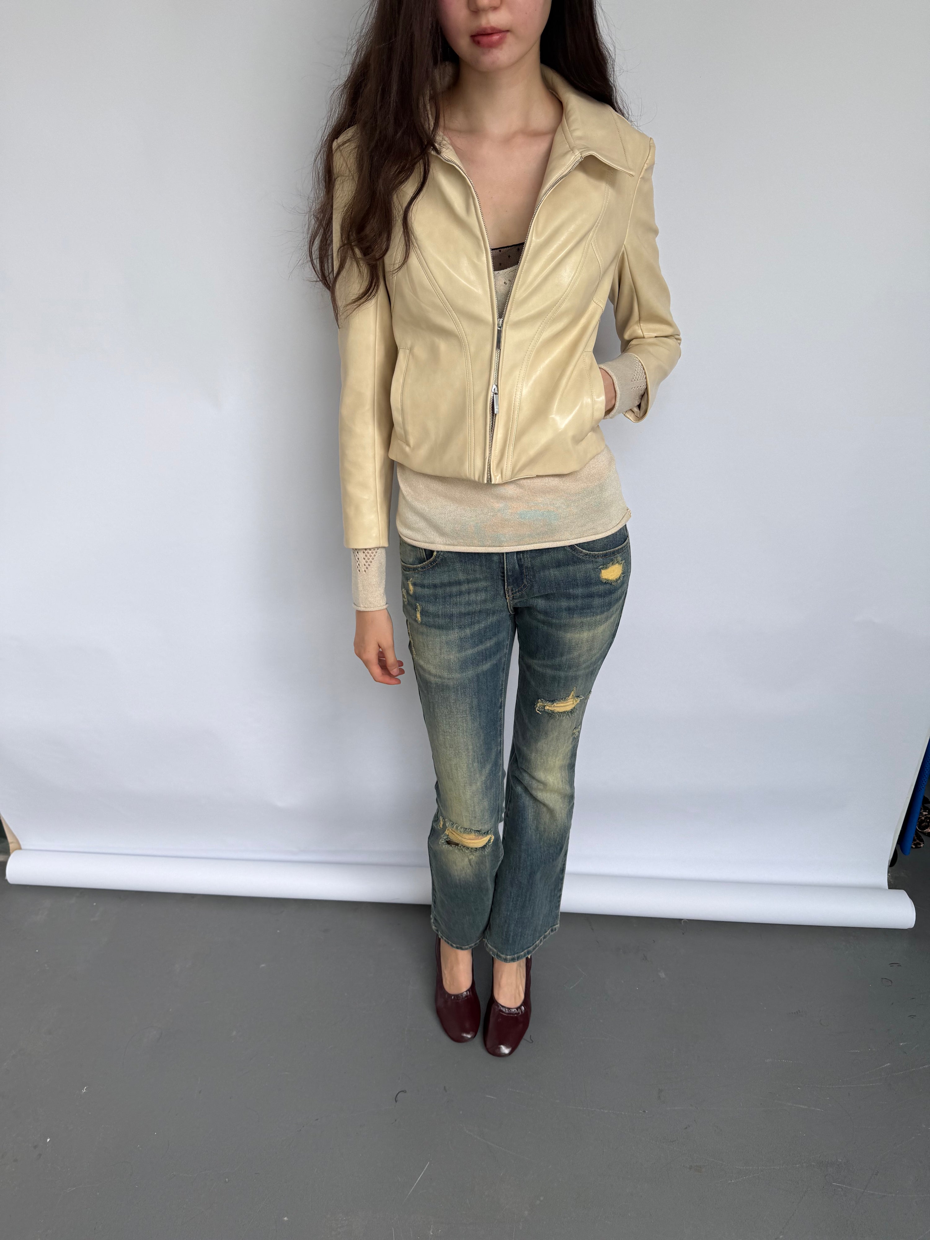 Pale Yellow PU Jacket