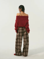 Red Off Shoulder Zip Cardigan