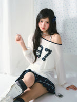 Numeric Print One-Shoulder Tee
