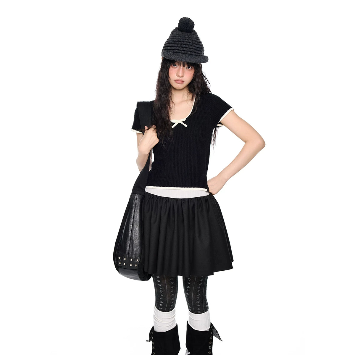 Bow Knit Short Sleeve Top